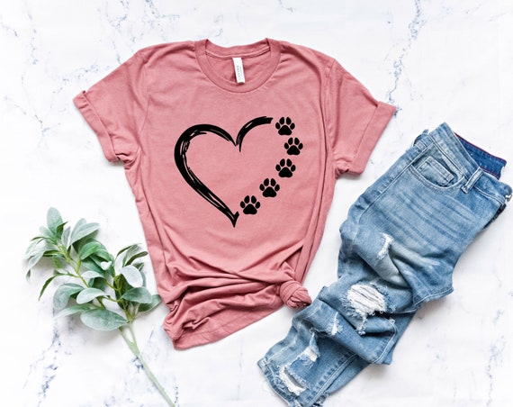 Heart Paw Print Shirt, Dog Lover Gift
