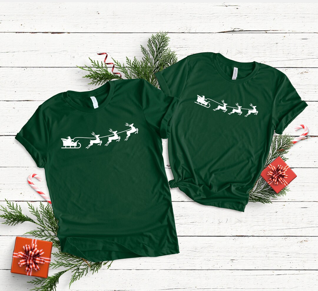 Christmas Reindeer Shirt Christmas Sleigh Shirt Deer Shirt Etsy