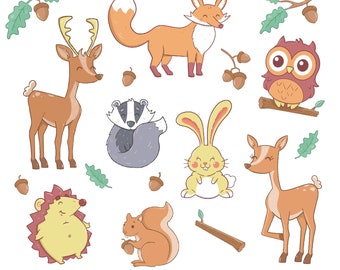 Woodland Animals clip art images, Royalty Free clip art - Instant Download