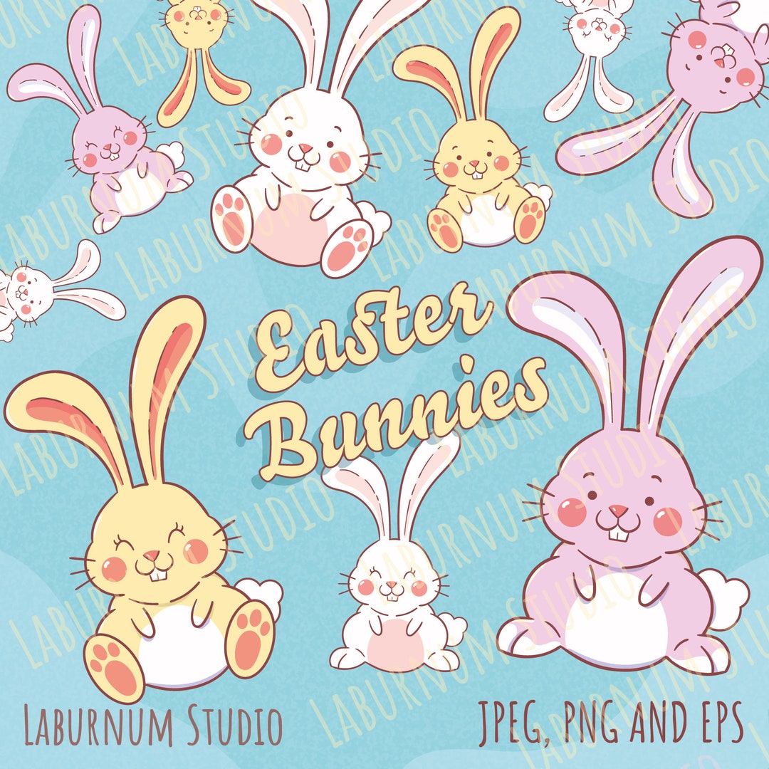 Easter Bunny Clip Art Images, Royalty Free Clip Art - Instant Download