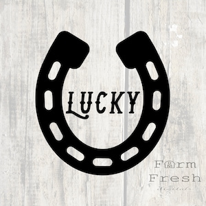 Lucky horseshoe svg, Lucky script font with horseshoe clipart cricut cut file svg, instant download digital file horseshoe svg png jpg files