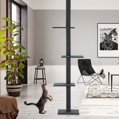 Bamboo Cat Tree Tower Wall Mounted Scratching Post Climbing Etsy