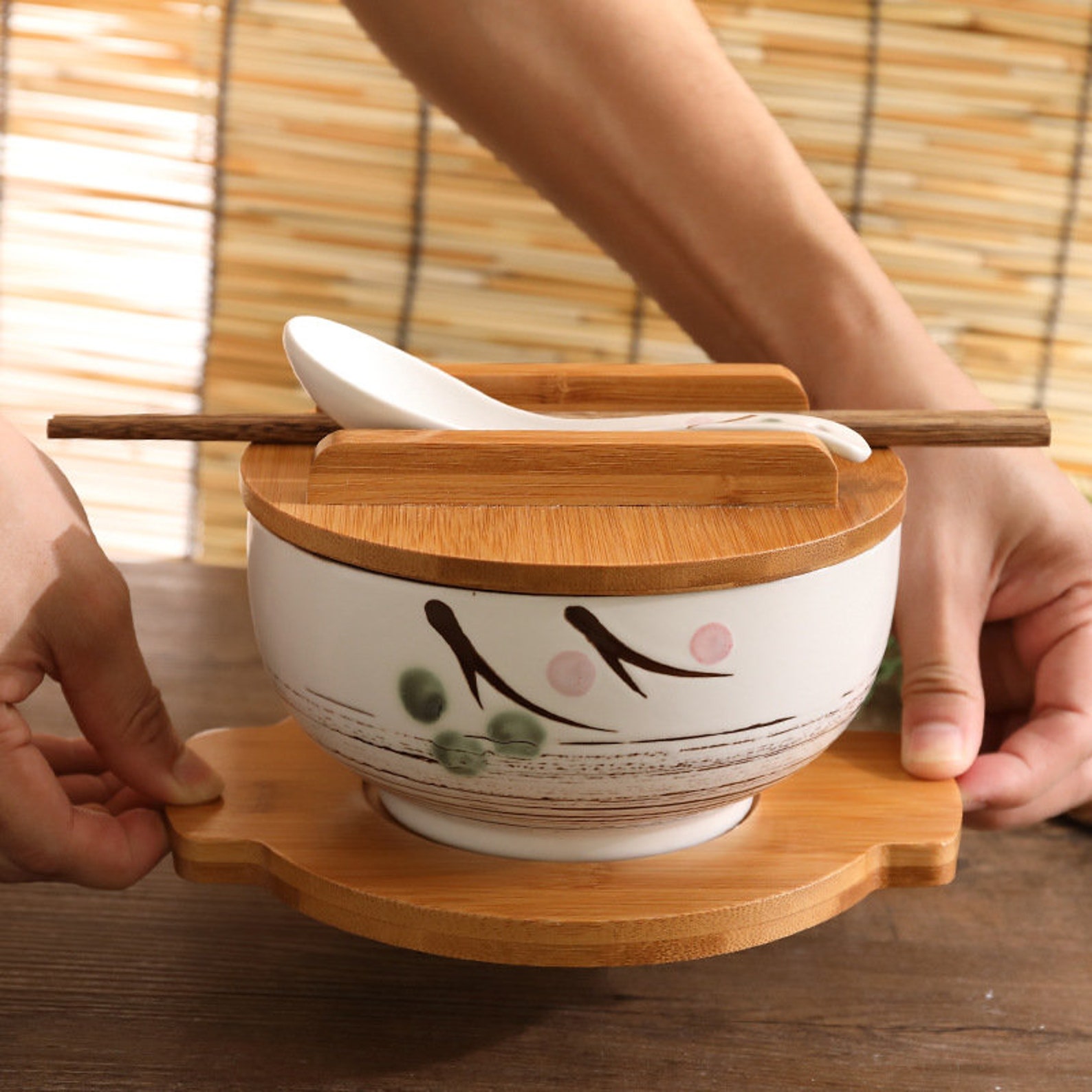 Traditional Japanese Ramen Bowl With Wooden Lid Tableware and Etsy