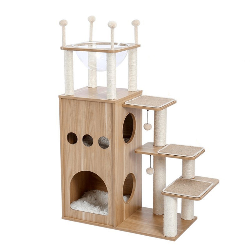 Luxury Wooden Cat Tower with Two Interior Levels and Etsy