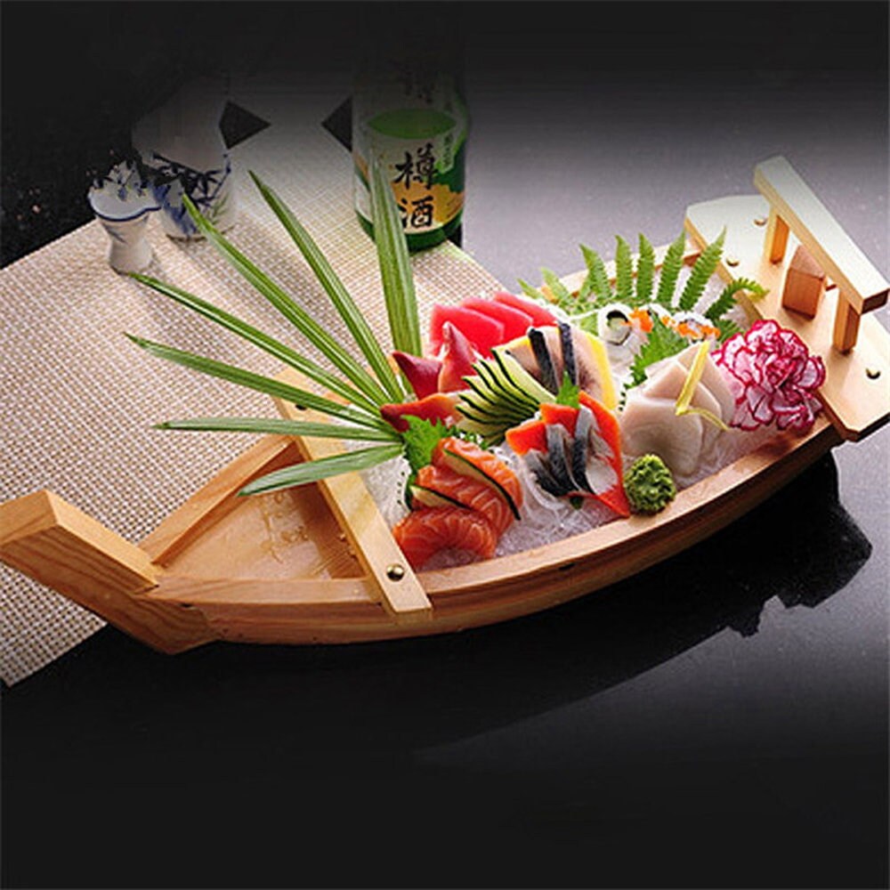 Natural Bamboo Sushi Tray Boat, Wooden Sushi Boat, Sushi Serving Boat