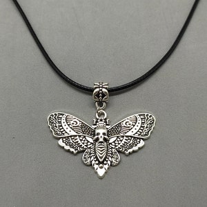 Death Head Moth Necklace, Silver Moth Jewellery, Goth Necklace, Gothic Jewellery