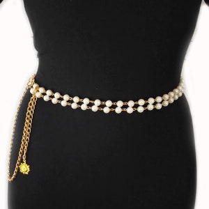 Gold Chain Belt | Vintage Adjustable Waist Belt for Women | Gold Body Chain Belt Chain Gift for Her Pearl Belt Women Waist Chain