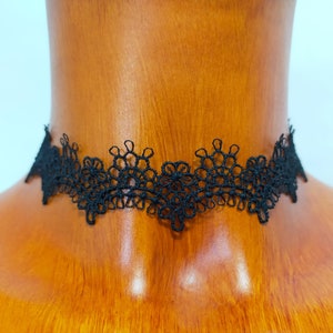 CHOKER, Black Flower Guipure Lace Choker Necklace Silver Plated Fastenings, black lace choker, Gothic style, jewelry accessories