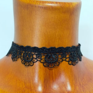 CHOKER, Black Flower Guipure Lace Choker Necklace Silver Plated Fastenings, black lace choker, Gothic style, jewelry accessories