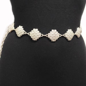 Ceinture chaîne argentée | Ceinture ajustable vintage pour femme | Chaîne de ceinture argentée pour le corps, cadeau pour elle, cadeau d&#39;anniversaire, chaîne de taille pour femme