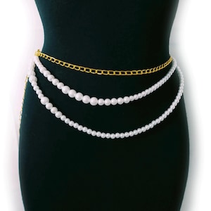 AMERI VINTAGE – NICKEL FREE DROP PEARL CHAIN BELT | Marked