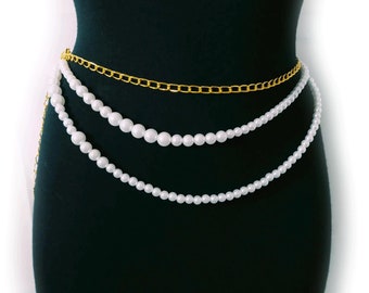 Pearl Waist Belt: Gold Chain, Adjustable Body Jewelry - Etsy display picture 2