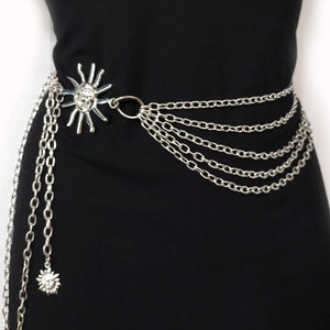 Ceinture chaîne, ceinture en métal pour femme, ceinture élégante, ceinture gothique, ceinture en métal, ceinture chaîne vintage pour femme taille haute, ceinture en métal bohème hippie