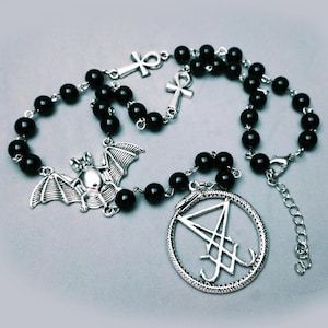 Sigil Lucifer Rosary Luciferian Necklace occult goth gothic Necklaces left hand path rosary satanic, Necklaces Jewelry collar de ghost