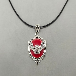 Gothic bat necklace with black beads, gothic jewelry