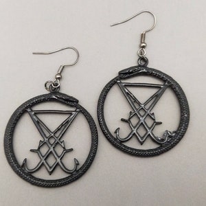 Lucifer sigil satanic Earrings, Goth Earrings, Gothic Jewellery, Witch Jewellery
