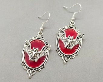 Pendientes de murciélago vintage: joyas de plata para Halloween