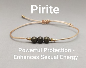 PYRITE Wish Bracelet, natural stone bracelet, minimalist, birthday gift, Women's cord bracelet with, Crystals Jewelry, 6mm Beads