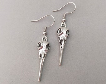 Bird skull earrings, gothic earrings, gothic jewelry, gifts for her, for him, gothic earrings, goth earrings, punk earrings, bird earrings