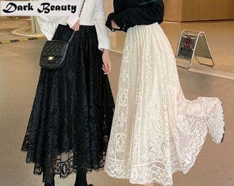 Gothic Skirt Aesthetic Skirt Avant Garde Skirt Evening High Fashion Skirt Romantic Skirt Women Black Maxi Skirt  Available in White & Black