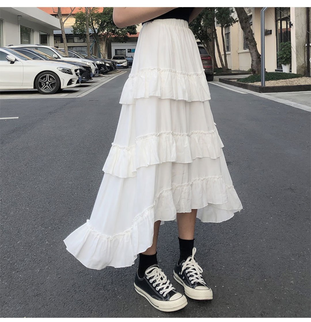 Long White Skirt Gothic Skirt Aesthetic Skirt Avant Garde - Etsy