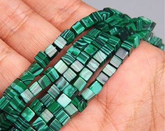 Malachite, Natural Stone Cube, Shape Gemstone Stone Healing Gems Beads for DIY Jewelry Making, Natural Gemstone, Bracelet Accessories