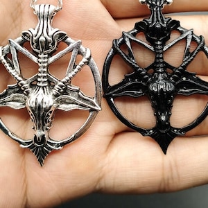 Mode-Weinlese-Frauen-Männer Pentagram Pan Gott-Schädel-Ziegen-Kopf-Anhänger-Ketten-Halsketten-Schmuck, antike satanische fünfeckige Ziegen-Schädel-Halskette