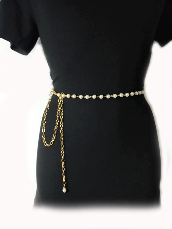Vintage Gold Pearl Chain Belt: Adjustable Body Jewelry - Etsy