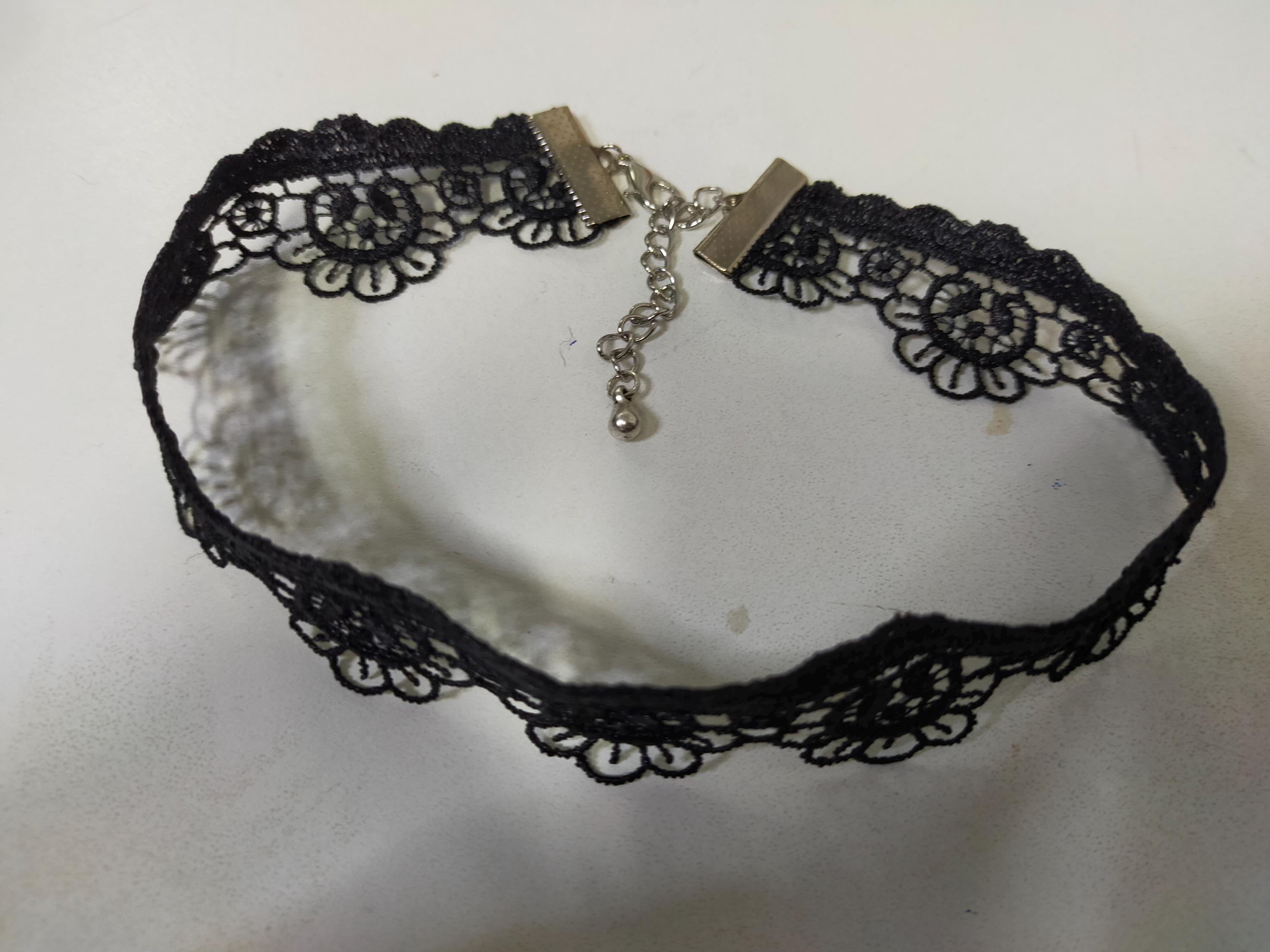 Choker In Pizzo Floreale Vintage Nero: Collana In Costume - Foto 10