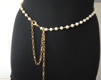 Gold & Pearl Station Belly Chain Statement Belt Pearl Detail Delicate Chan Belly Chain Belt In Gold | EGO US  main image 4