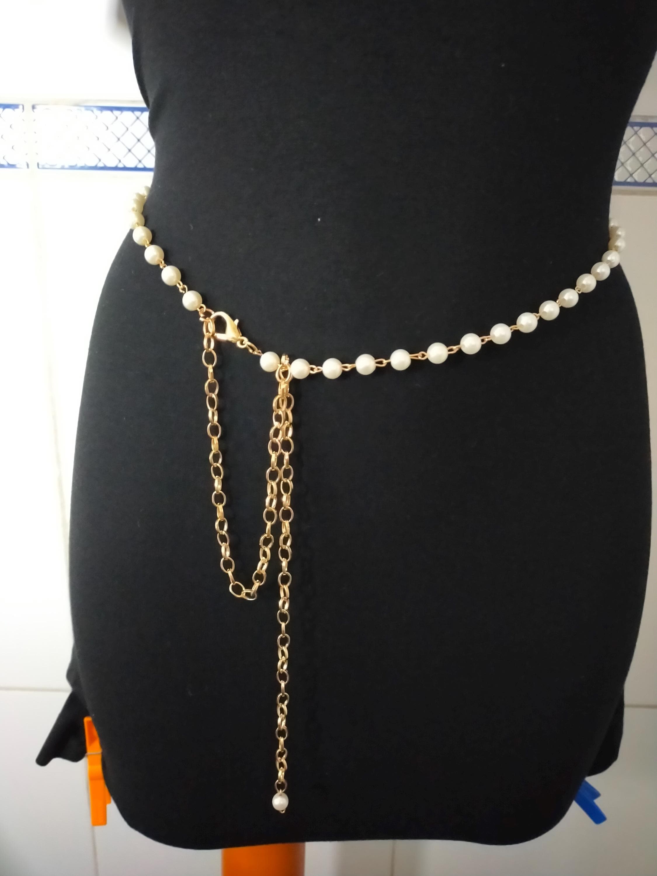 Vintage Gold Pearl Chain Belt: Adjustable Body Jewelry - Etsy display picture 1
