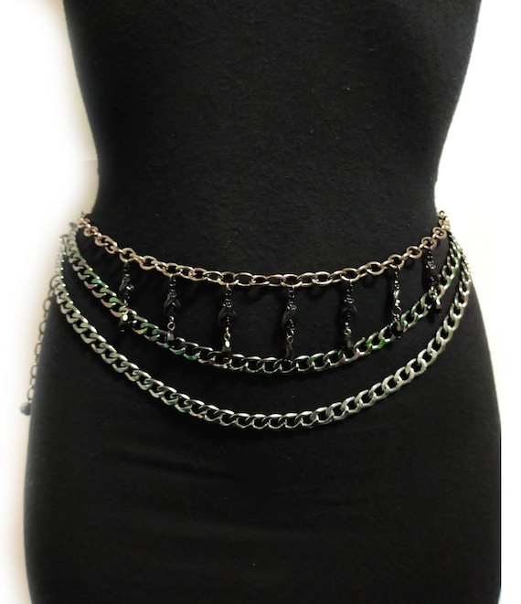Black Chain Waist Belt: Adjustable Body Jewelry - Etsy display picture 3