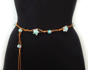Braided Tassel Belt: Acrylic Beads, Boho Rope Waist Jewelry