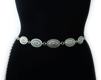 Silver Chain Belt: Vintage Boho Hippie Waist Belt - Etsy display picture 3