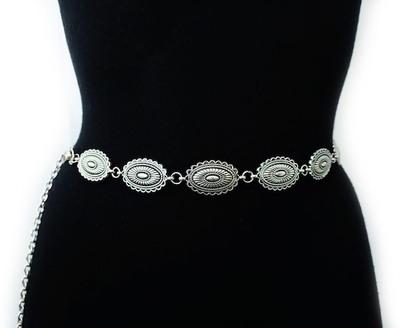 Silver Chain Belt: Vintage Boho Hippie Waist Belt - Etsy Israel display picture 1
