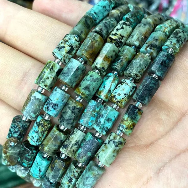 Turquoise africaine 6X10mm véritable tube cylindrique en vrac en forme de baril de pierres précieuses de guérison perles pour la fabrication de bijoux à bricoler soi-même