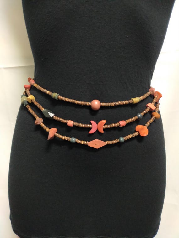 Handmade Coconut Bead Belt: Boho Wood Belly Chain - Etsy display picture 1