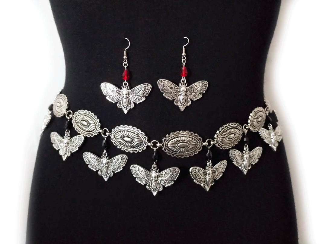 Moth Chain Lunar Moth Chain Belt: Adjustable Silver Waist Body Jewelry - Etsy