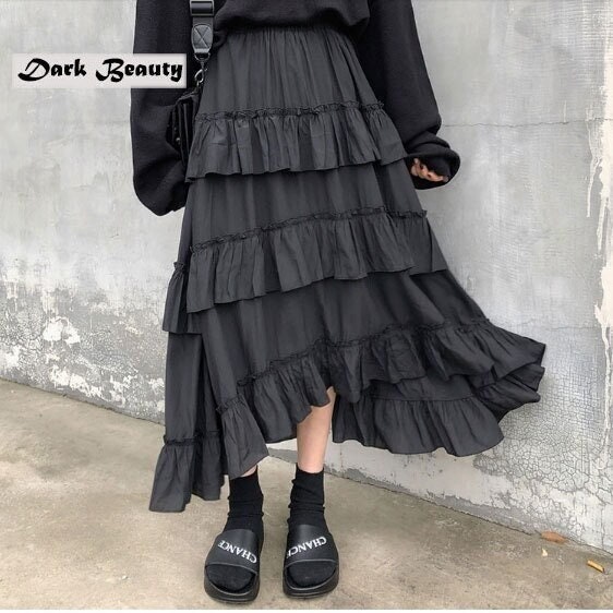 Long Black Skirt Gothic Skirt Aesthetic Skirt Avant Garde - Etsy