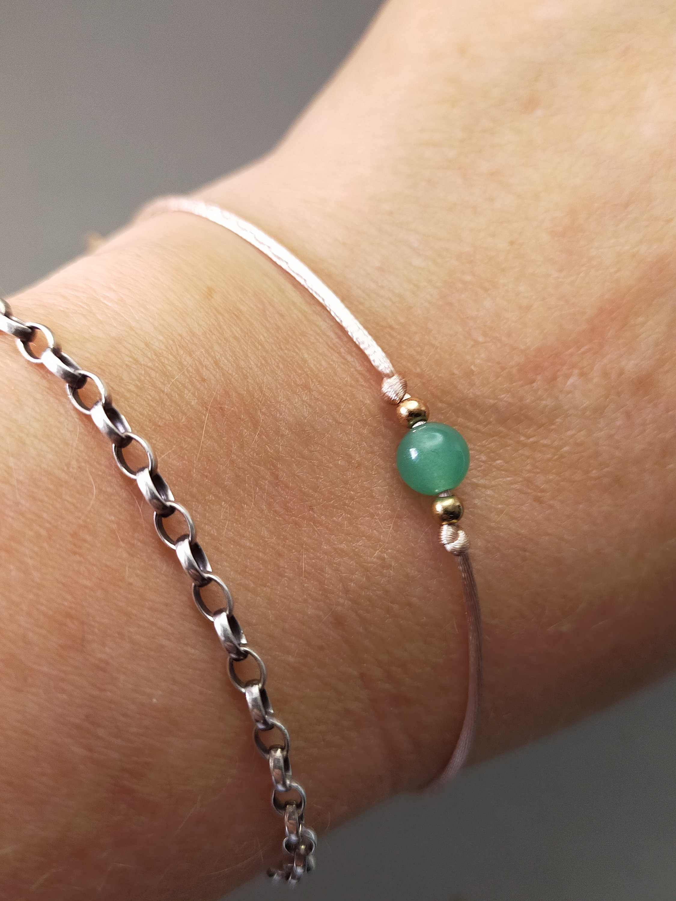 Bracelet Shamballa En Aventurine Verte Et Zirconium - Longueur 18 Cm, Neuf Avec étiquettes