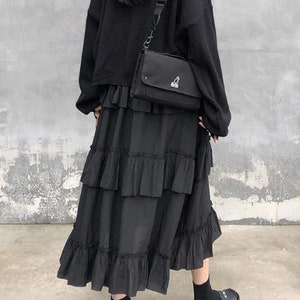 Long Black Skirt, Gothic Skirt Aesthetic Skirt Avant Garde Skirt ...