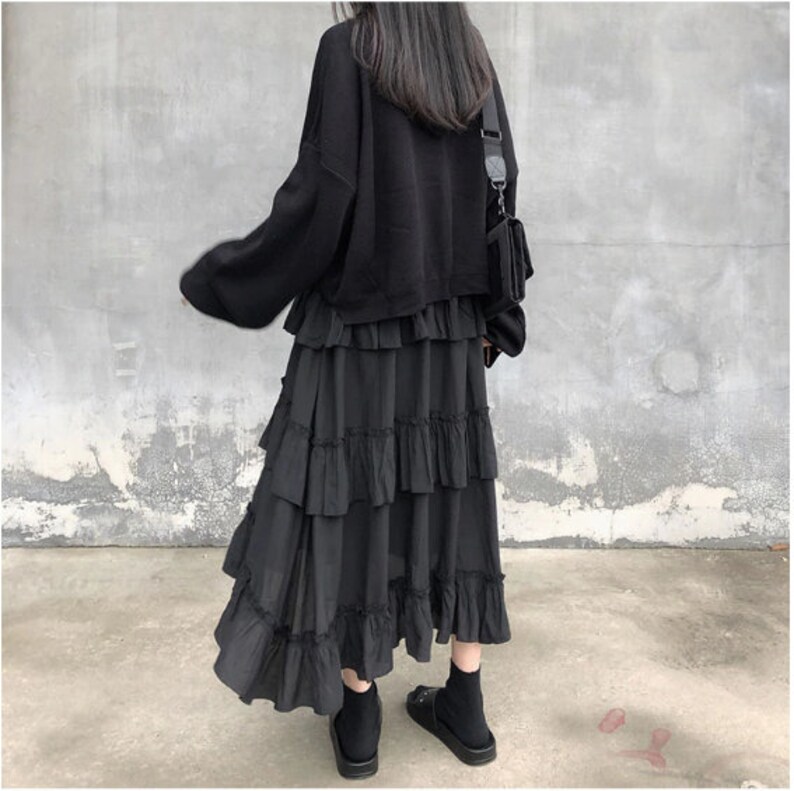 Long Black Skirt Gothic Skirt Aesthetic Skirt Avant Garde - Etsy UK