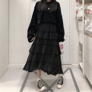 Long Black Skirt Gothic Skirt Aesthetic Skirt Avant Garde - Etsy