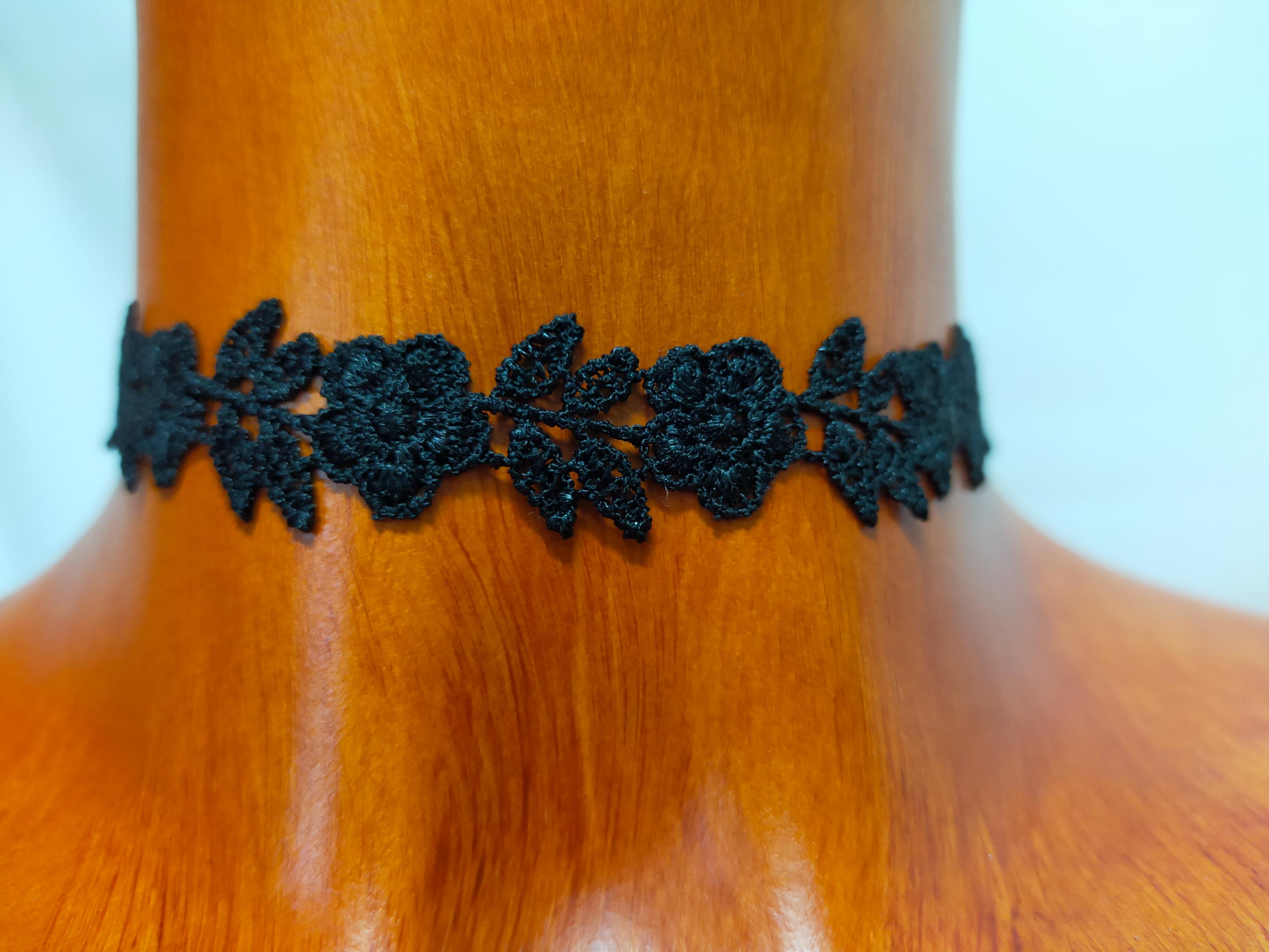 Choker In Pizzo Floreale Vintage Nero: Collana In Costume - Foto 11
