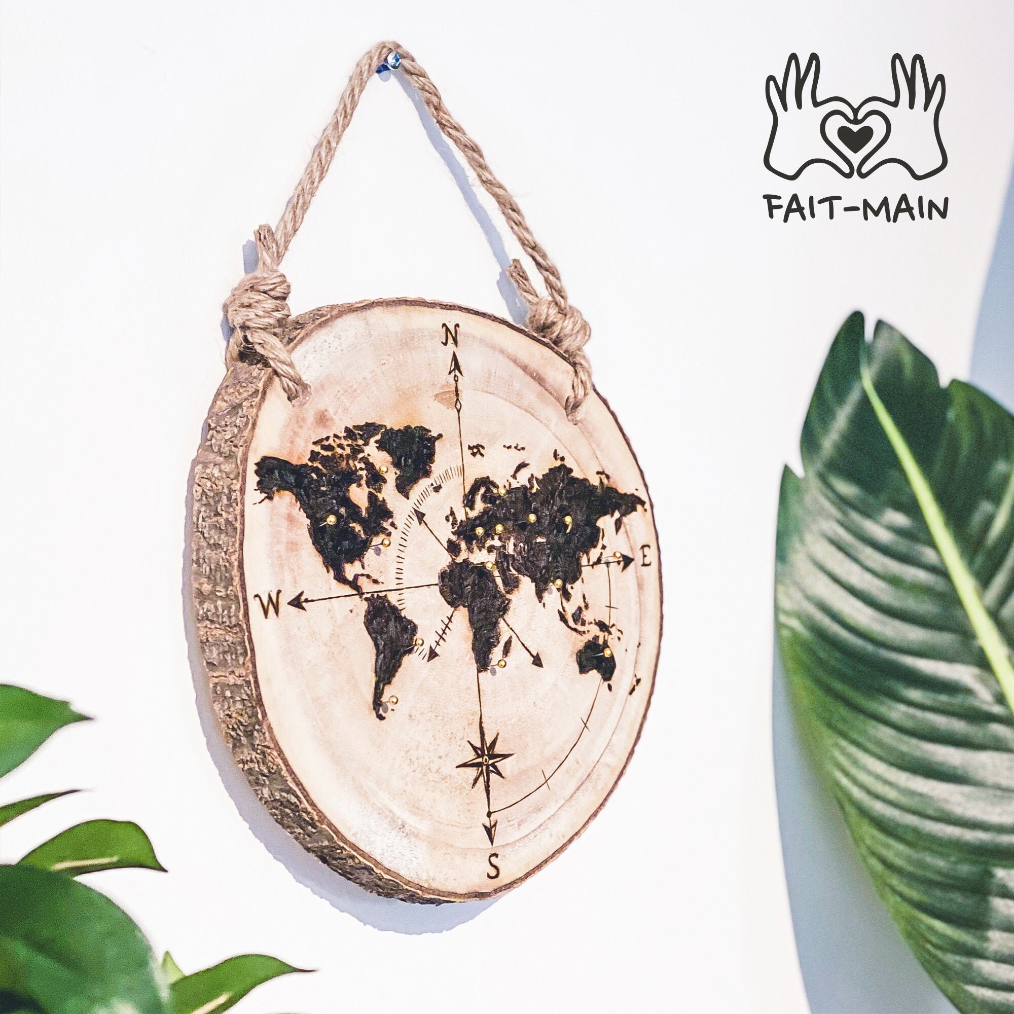 Carte Du Monde à Épingler Ø 25cm + 10 Épingles Offertes