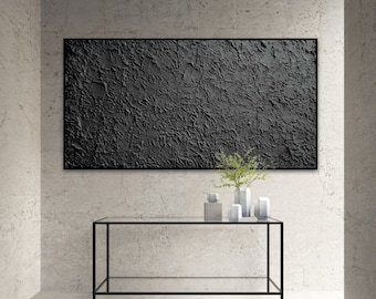 Black Plaster Wall Art: Wabisabi Palette Knife Concrete Texture