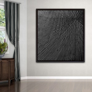 Black Textured Plaster Wall Art: Wabi Sabi 3D Artwork