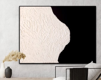 Black and White Modern Wall Art, 3d Textured Abstract Painting, Large ...
