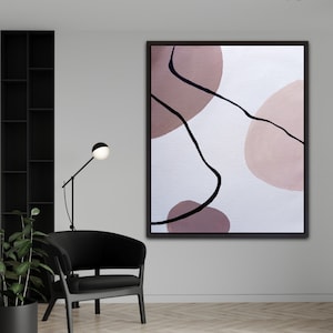 Earthy Beige Abstract Painting: Mid Century Modern Wall Art