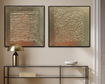 Gold Foil Wall Art: 2-Piece Metal Painting, Luxury Home Decor